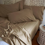 Load image into Gallery viewer, Coconut Shell Taupe Natural Bamboo Pillowcase Set